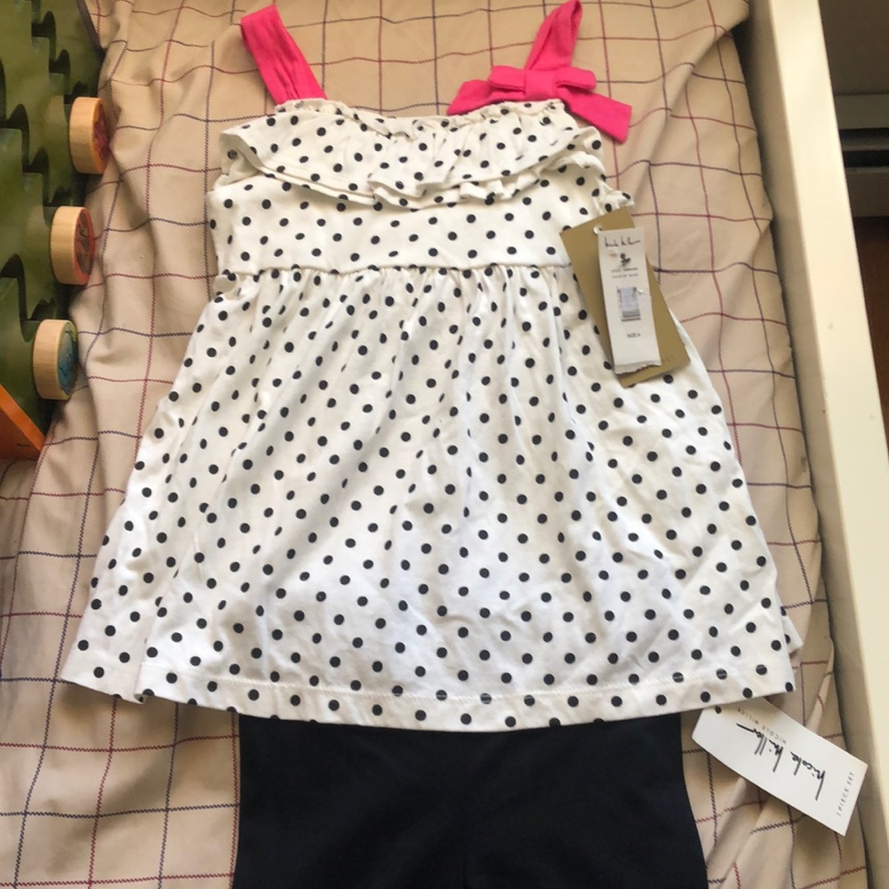 BNWT Nicole Miller Girls sz 4 Romper & Pants set